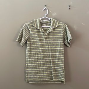 Basic grey and electric lime green striped polo type shirt.